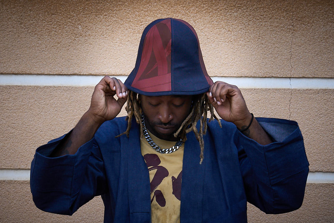 DENIM KIMONO TULIP HAT
